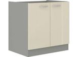 Mobile Sottolavello Cucina 80 Cm Shan - Grigio / Crema Lucido