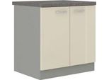 Mobile Cucina Inferiore A Due Ante 80 Cm Shan - Grigio / Crema Lucido
