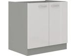 Mobile Sottolavello Da Cucina 80 Cm Genji - Grigio / Bianco Lucido