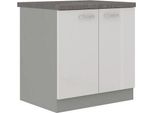 Mobile Cucina Inferiore A Due Ante 80 Cm Genji - Grigio / Bianco Lucido