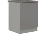 Mobile Cucina Inferiore Con Anta Singola 60 Cm Rong - Grigio / Grigio Lucido