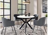 Tavolino Da Cucina Rotondo Piccolo 100 Cm Rekita - Bianco Artico / Nero