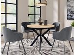 Tavolino Da Cucina Rotondo Piccolo 100 Cm Rekita - Rovere Kraft Oro / Nero
