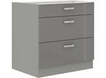 Mobile Cucina Con Cassetto Inferiore 80 Cm Rong - Grigio / Grigio Lucido