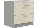 Mobile Cucina Con Cassetto Inferiore 80 Cm Shan - Grigio / Crema Lucido