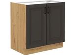 Mobile Cucina Inferiore Sottolavello 80 Cm Fryzia - Rovere Artigianale / Grafite + Lavello Gratis