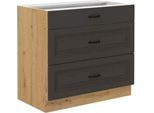 Mobile Cucina Con Cassetto Inferiore 80 Cm Fryzia - Rovere Artigianale / Grafite