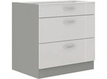 Mobile Cucina Con Cassetto Inferiore 80 Cm Genji - Grigio / Bianco Lucido
