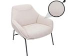 Poltrona Lounge HWC-J77, Poltrona Cocktail, Tessuto Bouclé In Metallo ~ Crema-Beige