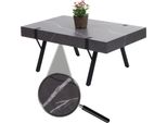 Tavolino HWC-L54, Tavolo Da Salotto Tavolino Da Divano, Metallo 43X110X60Cm ~ Aspetto Marmo Grigio