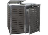 2 Contenitori Per Rifiuti HWC-K14, Contenitore Per Rifiuti, 119X134X84Cm Wpc Acciaio Inox 78Kg ~ Antracite