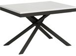 Ityhome - Tavolo Allungabile 120/380X90 Cm Karida Evolution Bianco Frassino Telaio E Gambe Antracite