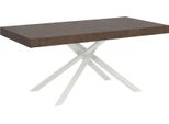 Ityhome - Tavolo Allungabile 180/440X90 Cm Karida Noce Gambe Bianche