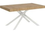 Ityhome - Tavolo Allungabile 140/244X90 Cm Karida Quercia Natura Gambe Bianche