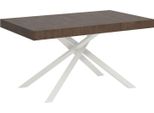 Ityhome - Tavolo Allungabile 140/224X80 Cm Karida Noce Gambe Bianche