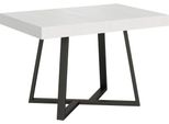 Ityhome - Tavolo Allungabile 120/204X80 Cm Zeplir Bianco Frassino Gambe Antracite