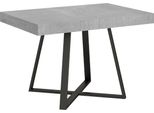 Ityhome - Tavolo Allungabile 120/224X90 Cm Abbraccio Cemento Gambe Antracite