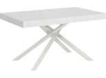Ityhome - Tavolo Allungabile 140/400X90 Cm Karida Bianco Frassino Gambe Bianche