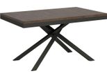 Ityhome - Tavolo Allungabile 160/420X90 Cm Karida Evolution Noce Telaio E Gambe Antracite