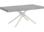 Ityhome - Tavolo Allungabile 160/264X90 Cm Karida Cemento Gambe Bianche