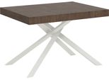 Ityhome - Tavolo Allungabile 120/380X90 Cm Karida Noce Gambe Bianche