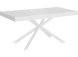 Ityhome - Tavolo Allungabile 160/244X80 Cm Plaker Bianco Frassino Gambe Bianche
