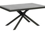 Ityhome - Tavolo Allungabile 160/420X90 Cm Karida Evolution Cemento Telaio E Gambe Antracite