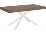 Ityhome - Tavolo Allungabile 160/244X80 Cm Plaker Noce Gambe Bianche