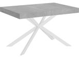 Ityhome - Tavolo Allungabile 140/400X90 Cm Plaker Cemento Gambe Bianche