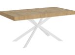 Ityhome - Tavolo Allungabile 160/244X80 Cm Plaker Quercia Natura Gambe Bianche