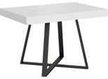 Ityhome - Tavolo Allungabile 120/204X80 Cm Abbraccio Bianco Frassino Gambe Antracite