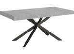 Ityhome - Tavolo Allungabile 160/264X90 Cm Plaker Cemento Gambe Antracite