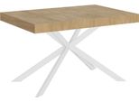 Ityhome - Tavolo Allungabile 140/244X90 Cm Plaker Quercia Natura Gambe Bianche