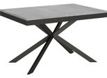 Ityhome - Tavolo Allungabile 120/380X90 Cm Plaker Evolution Cemento Telaio E Gambe Antracite