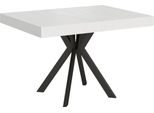 Ityhome - Tavolo Allungabile 120/204X80 Cm Dolcezza Bianco Frassino Gambe Antracite