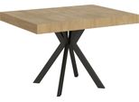 Ityhome - Tavolo Allungabile 120/204X80 Cm Dolcezza Quercia Natura Gambe Antracite