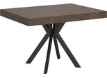 Ityhome - Tavolo Allungabile 120/204X80 Cm Dolcezza Noce Gambe Antracite
