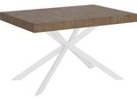 Ityhome - Tavolo Allungabile 140/400X90 Cm Plaker Noce Gambe Bianche