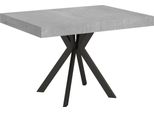 Ityhome - Tavolo Allungabile 120/204X80 Cm Dolcezza Cemento Gambe Antracite