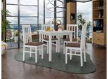 Tavolo Da Pranzo Allungabile 80 Cm Con 4 Sedie Adelbite 4 - Bianco / Marrone 2