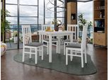 Tavolo Da Pranzo Allungabile 80 Cm Con 4 Sedie Adelbite 4 - Bianco / Grigio Acciaio
