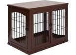 Pawhut Gabbia Per Cani Per Casa, Cuccia Per Cani Con 2 Ingressi, Box Per Cani Con Serratura, Casa Per Cani Di Piccola Taglia, Marrone, 58,5 X 81 X 66 Cm