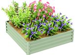 Aiuola Rialzata Outsunny, Fioriera, Aiuola Per Verdure, Fioriera, Aiuola Per Erbe Aromatiche Per Giardino, Terrazza, Balcone, Acciaio, Verde, 120 X 120 X 30 Cm