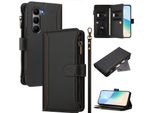 Custodia Per Infinix Hot 60/Hot 60I 4G, Con Cerniera, Portafoglio Custodia Flip In Finto Cuoio Con Tasche Per Carte, Supporto E Passante Per Mano Nero