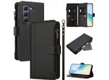 Custodia Per Infinix Hot 60 Pro, Con Cerniera, Portafoglio In Finto Cuoio Con Tasche Per Carte, Supporto E Passante Per La Mano Nero
