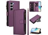Custodia Per Infinix Hot 60 Pro+, Con Cerniera, Portafoglio, Custodia Flip In Finto Cuoio Con Tasche Per Carte, Supporto E Passante Per La Mano Viola