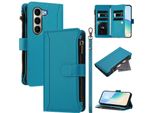 Custodia Per Itel A95 5G, Con Cerniera, Portafoglio Custodia Flip In Finto Cuoio Con Tasche Per Carte, Supporto E Passante Per Mano Lake Blu