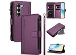 Custodia Per Itel A95 5G, Con Cerniera, Portafoglio In Finto Cuoio Con Tasche Per Carte, Supporto E Passante Per La Mano Purple