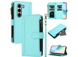 Custodia Per Itel A95 5G, Con Cerniera, Portafoglio Custodia Flip In Finto Cuoio Con Tasche Per Carte, Supporto E Passante Per Mano Verde Menta