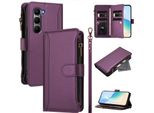 Custodia Per Infinix Hot 60/Hot 60I 4G, Con Cerniera, Portafoglio Custodia Flip In Finto Cuoio Con Tasche Per Carte, Supporto E Passante Per La Mano Viola